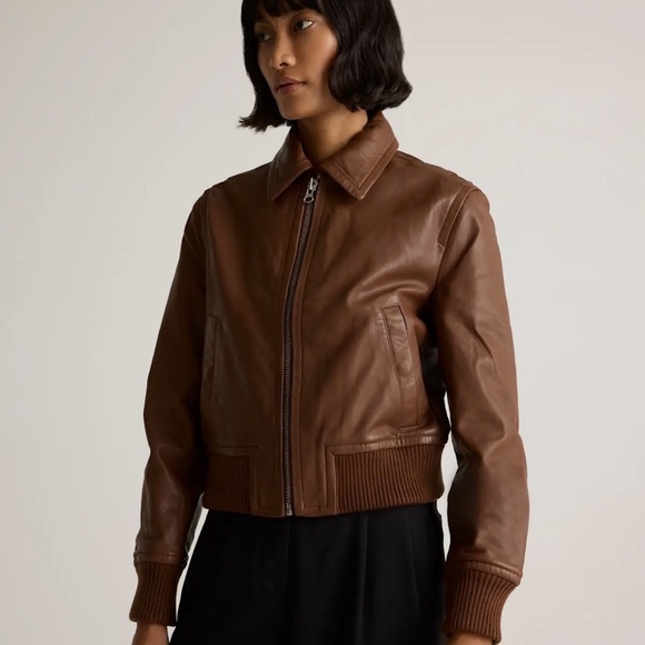 NWT QUINCE 100% Washed Leather Bomber Jacket - Picture 3 of 16